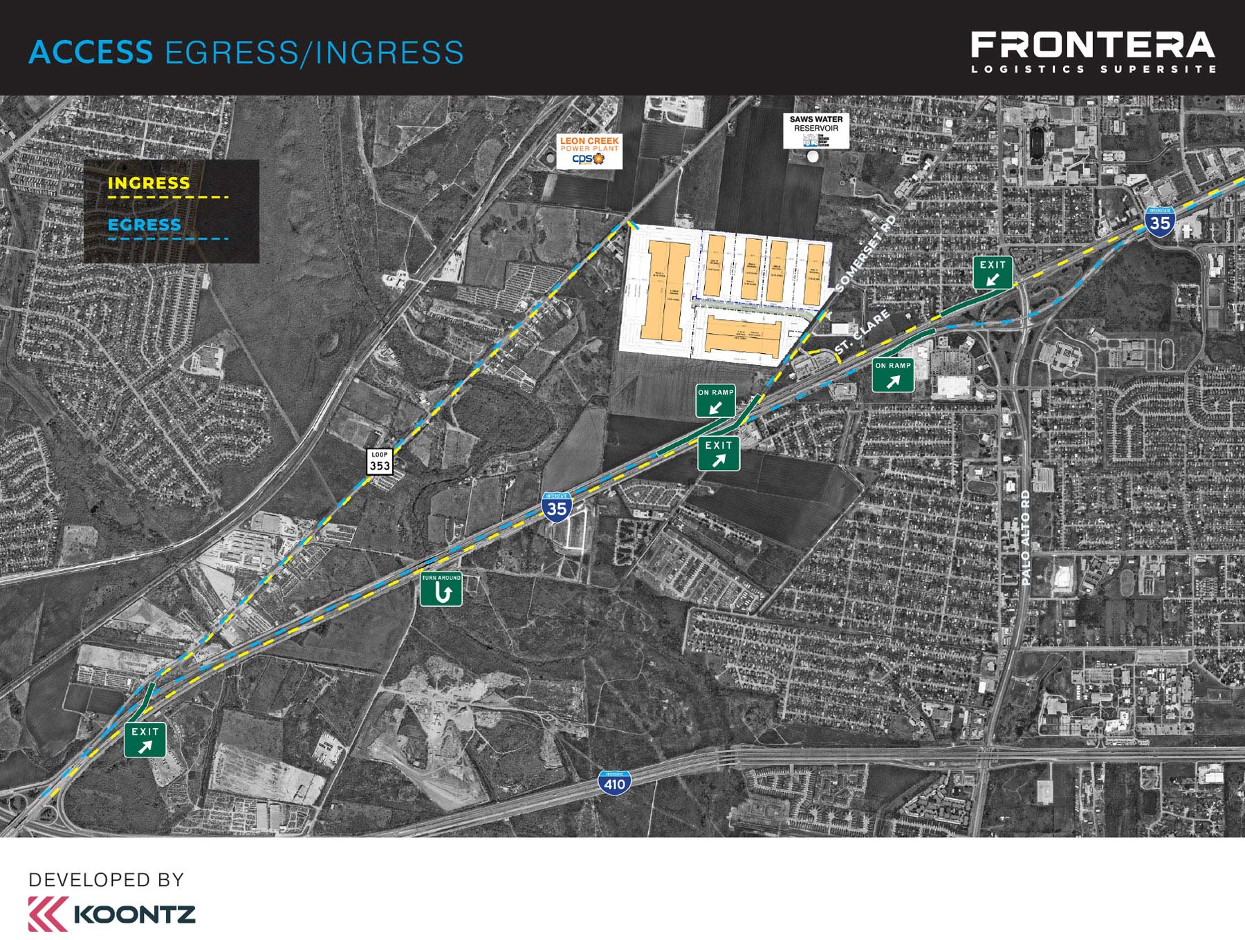 Frontera Logistics Supersite egress ingress map Koontz